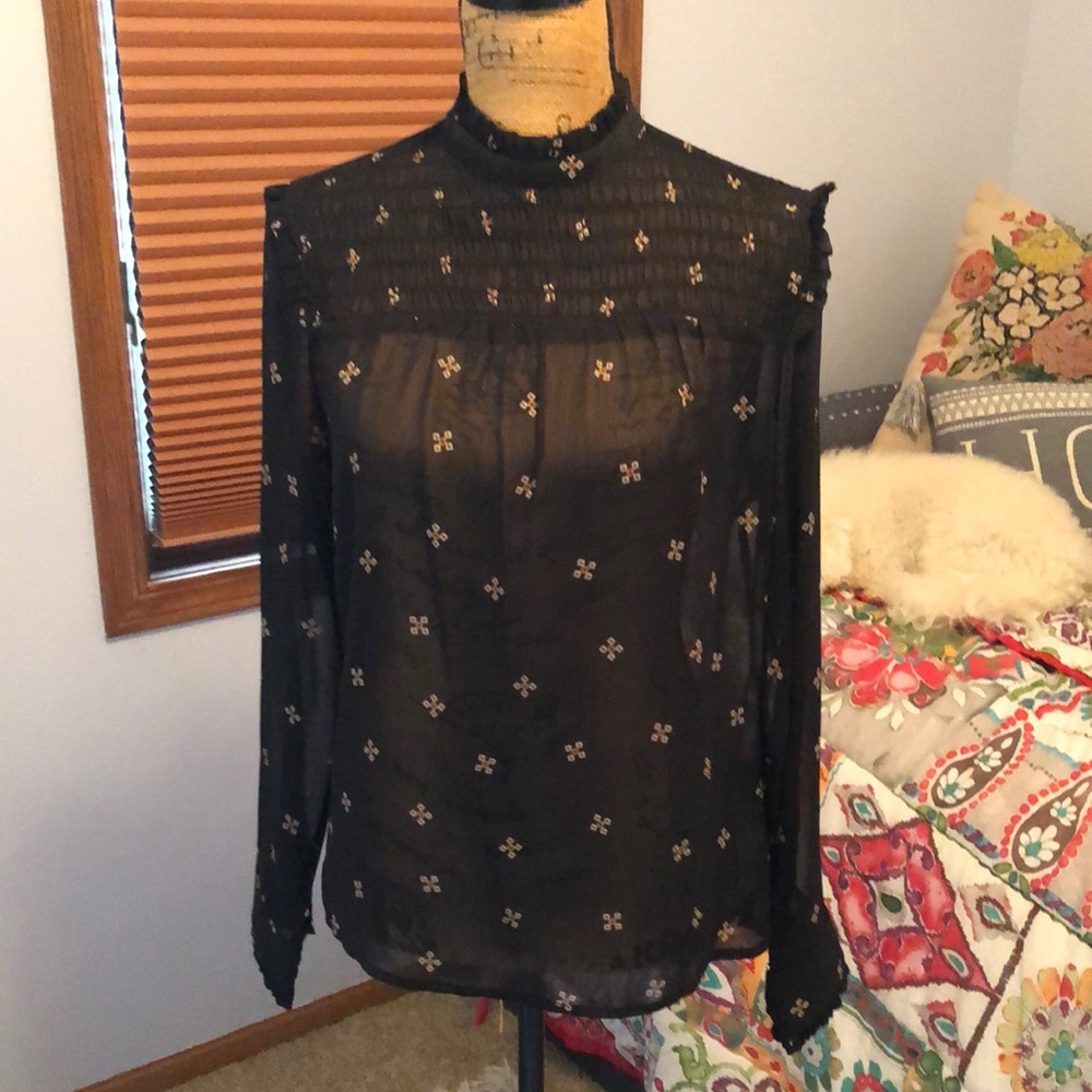 Sheer black high neck blouse